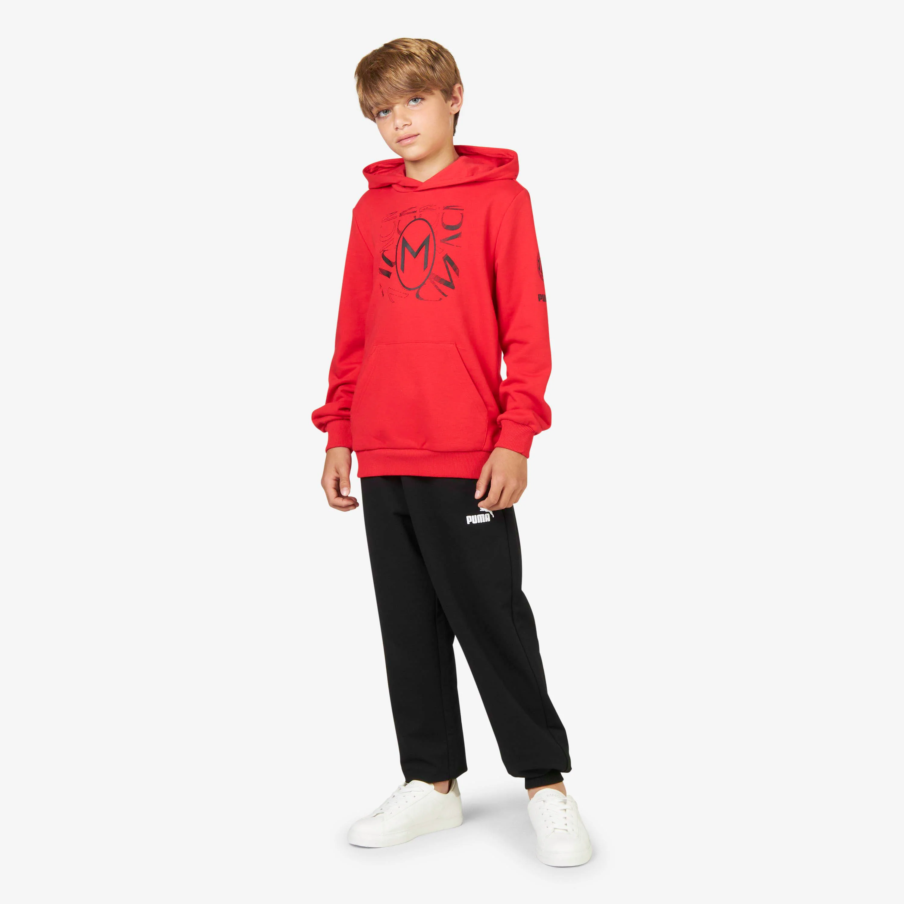FELPA MILAN BAMBINO CON CAPPUCCIO E STAMPA FOOTBALL CORE - Image 3