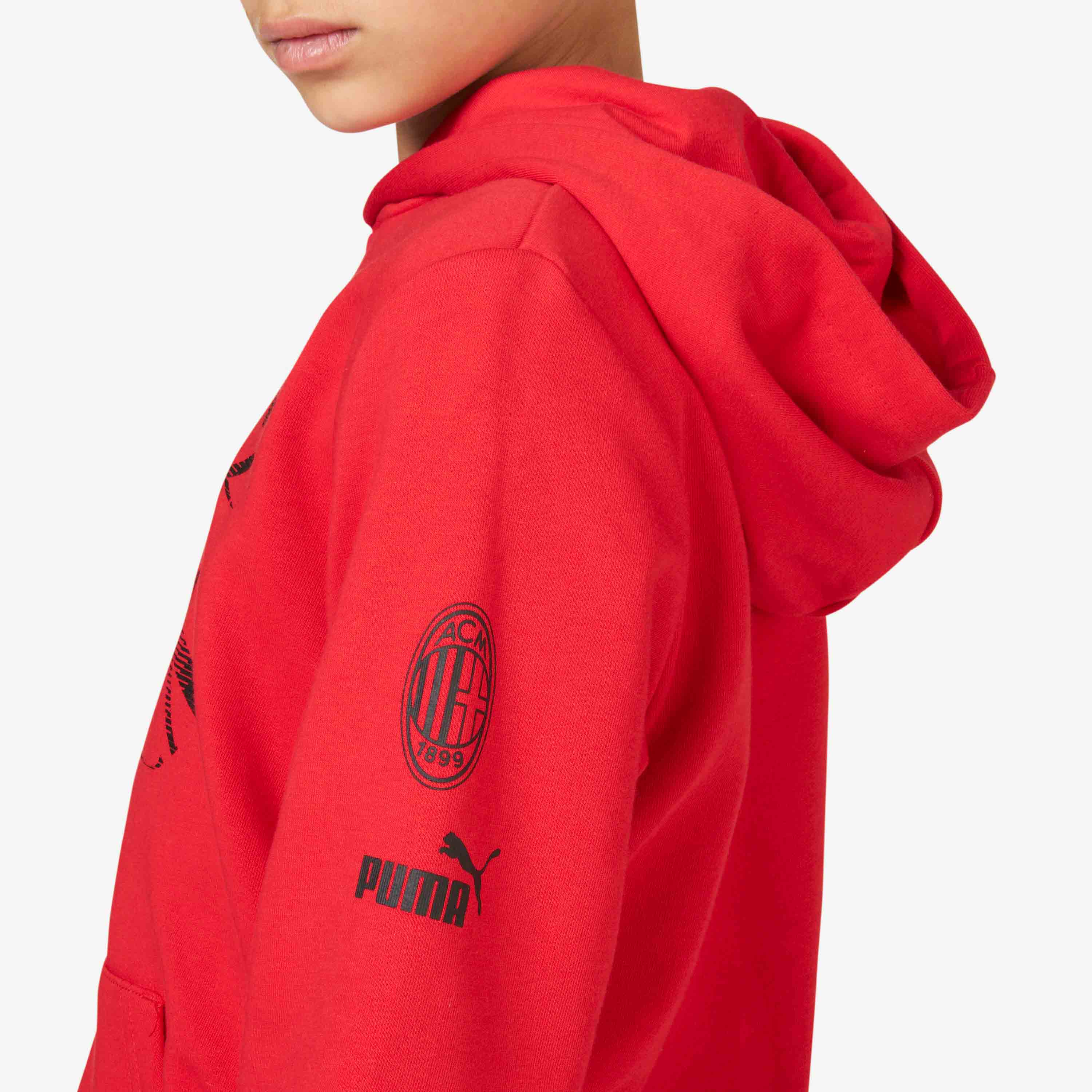 FELPA MILAN BAMBINO CON CAPPUCCIO E STAMPA FOOTBALL CORE - Image 7