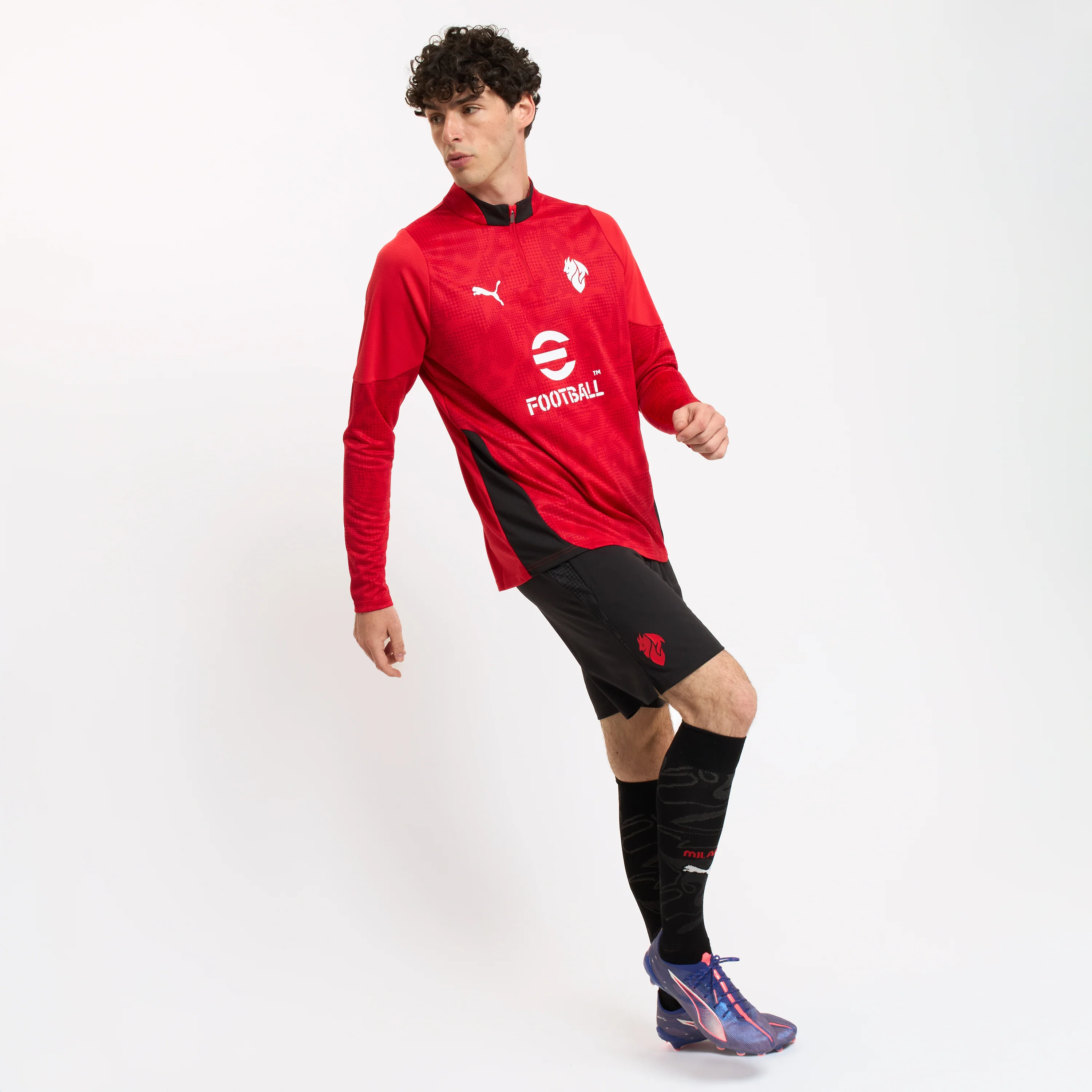 MAGLIA ROSSA MILAN TRAINING 1/4 ZIP A MANICA LUNGA 2025/26 - Image 4