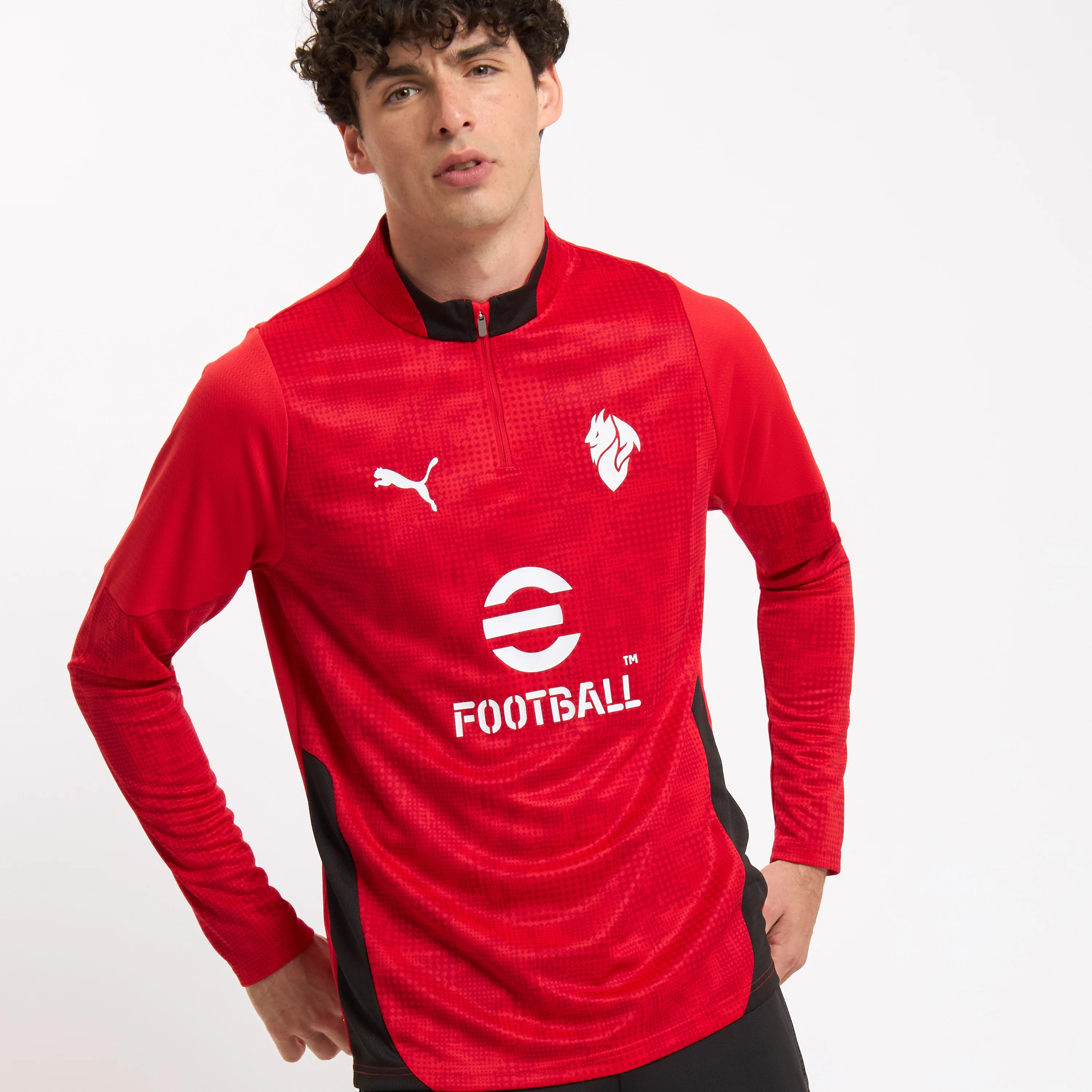MAGLIA ROSSA MILAN TRAINING 1/4 ZIP A MANICA LUNGA 2025/26 - Image 6